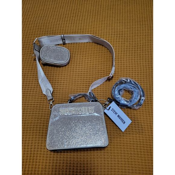 Steve Madden Viral Bevelyn Gold Rhinestone Crossbody Holiday Party Sparkle NWT - Picture 1 of 7